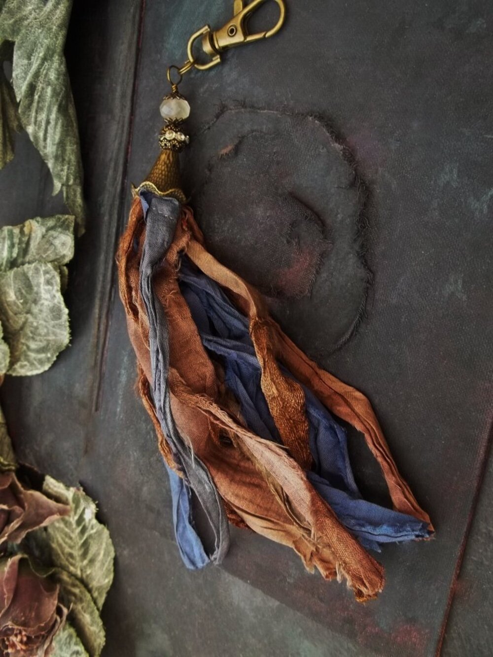 Boho Handmade Sari Silk Tassel Keychain Bag Charm